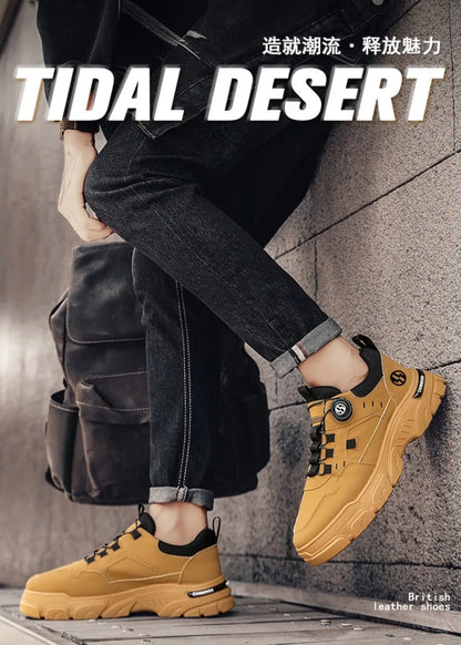 Sneakers Man Spring Trend Hot Sale Comfort Soft Soled Casual Shoes for Fashion Rotating Button Male Work Boots Zapatillas Hombre