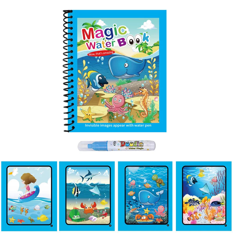 1pc Reusable Water Drawing Book Magic Water Book Mess-Free Magic Painting Pad with Refillable Water Pen Learning  Education Toy
