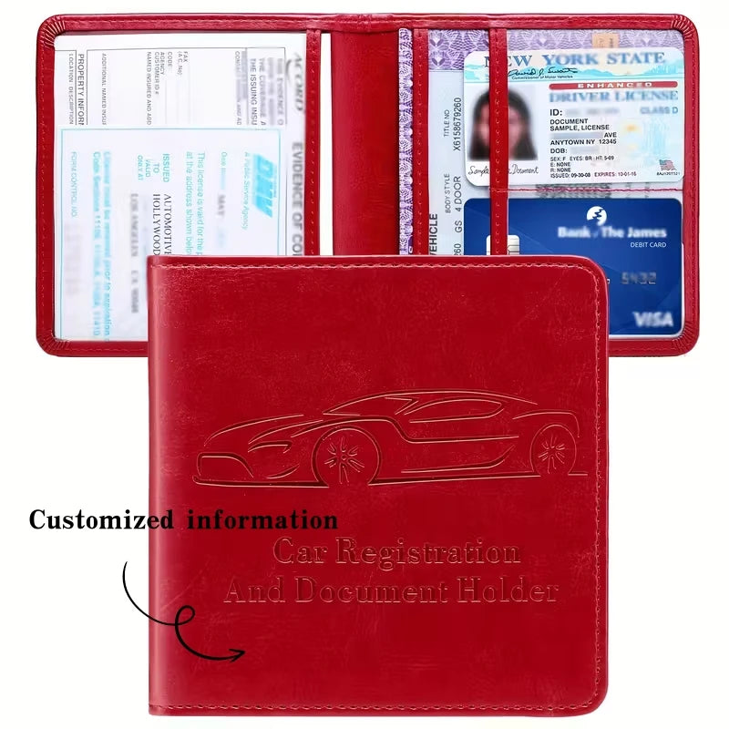 Customized name Car Registration Insurance Wallet Organizer with Multiple Compartments Driver’s License, Vehicle Registration