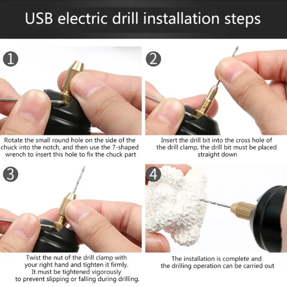 Mini Electric Drill DIY Electric USB Electric Drill Tools For Epoxy Resin Jewelry Making Wood Craft Engraving Pen Tool
