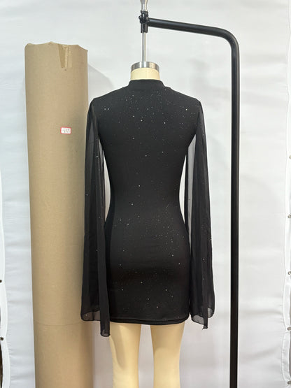 Dresses for Women New Long Sleeve Stand Collar Women Dress Slim Black Package Hip Dress Women Vestidos De Verano Mujer 2025 Q497