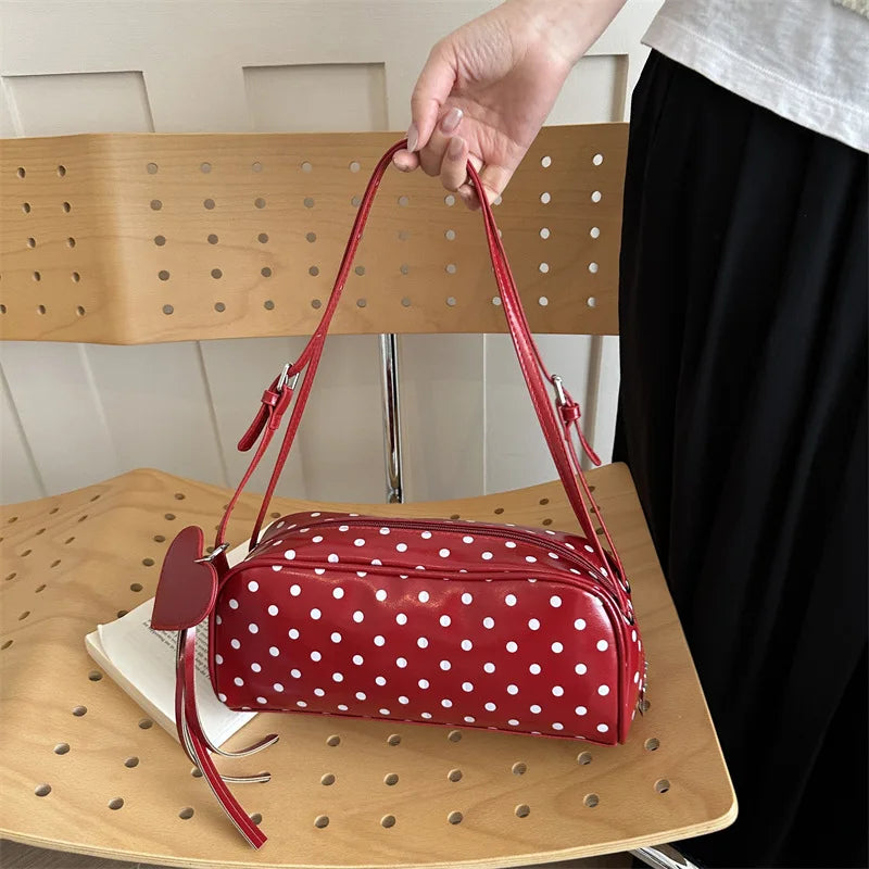 Women's Polka Dot Shoulder Bag New Niche Design Underarm Bag Commute Crossbody Bag High Appearance Fashion Bag