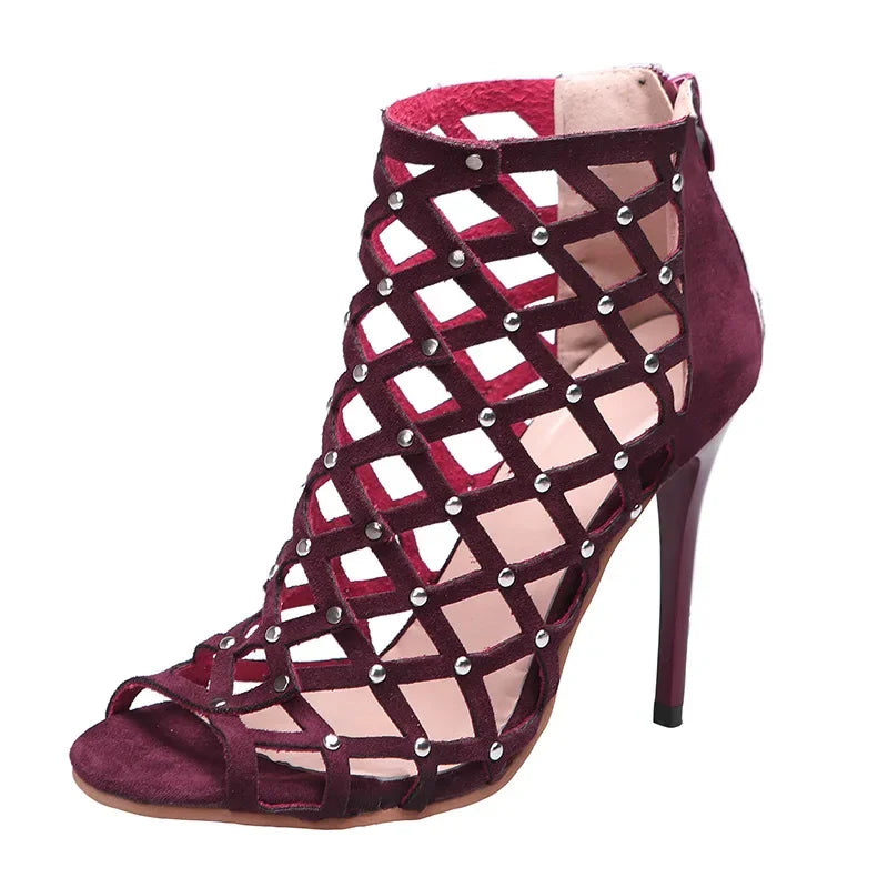 2025Dance Shoes High Heels Women Ballroom Latin Tango Dancing Boots Soft Soles Cut-Outs Party Dance Shoes Open ToesZipper