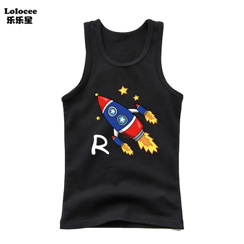 Boys Sleeveless Vest Kids Letter Print Summer 2025 Casual Tank Top Teenagers Singlet Children Camisoles Clothing