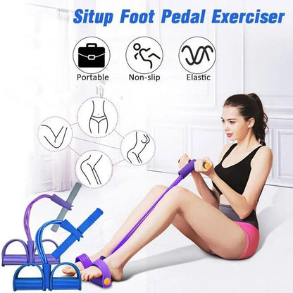 Fitness Resistance Bands-4 Tube Pedal Ankle Puller - Sit Up Leg Stretch Rope Exercise Bands , Stretching Workout Fitness Bands