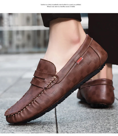 Men Shoes Casual Leather Mens Loafers Moccasins Designer Slip on Boat Shoes High Quality Chaussure Homme Plus Size 38-47