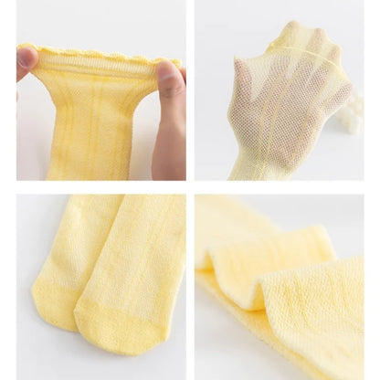 Children's Girl Knee High Long Socks 3-12Years White Color Princess Mesh Breathable School Spring Summer Fashion Kids Stockings