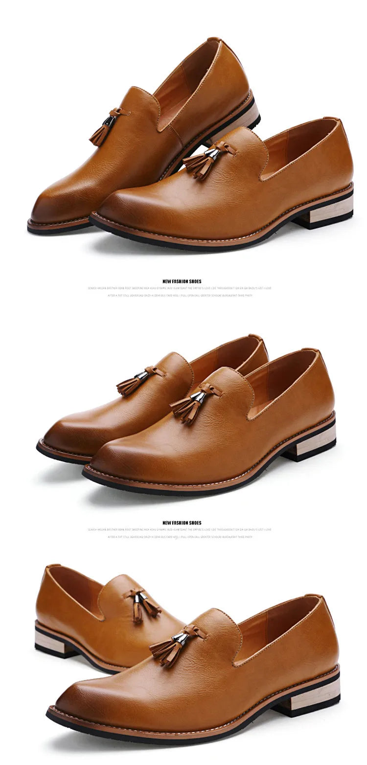 Luxury Men Leather Loafers Designer Tassels Brogue Shoes Male Wedding Shoes Fashion High Quality Men Casual Shoes Big Size 38-46