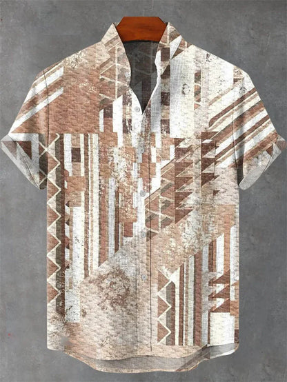 3D Men's Hawaiian Shirt Men's Linen Summer Stitching Retro Shirt Single Breasted Short Sleeved Top Camisa Hawaiana Hombre