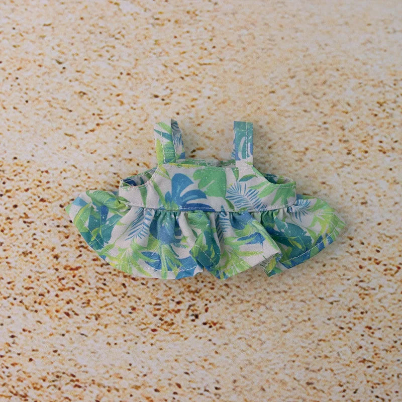 For 15/17cm 3.0 labubu doll cothes Swimsuit Beach skirt beach striped floral shirt shorts For ropa labubu outfit Decorations
