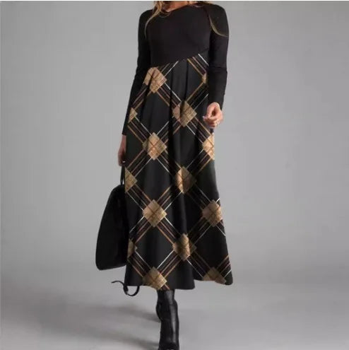 Vintage Women Long Dress V-Neck A-Line Dress 2024 Autumn Elegant Long Sleeves Slim Party Dresses Ladies Casual Loose Vestidos