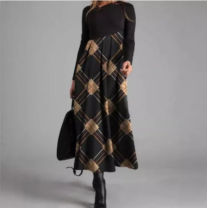 Vintage Women Long Dress V-Neck A-Line Dress 2024 Autumn Elegant Long Sleeves Slim Party Dresses Ladies Casual Loose Vestidos