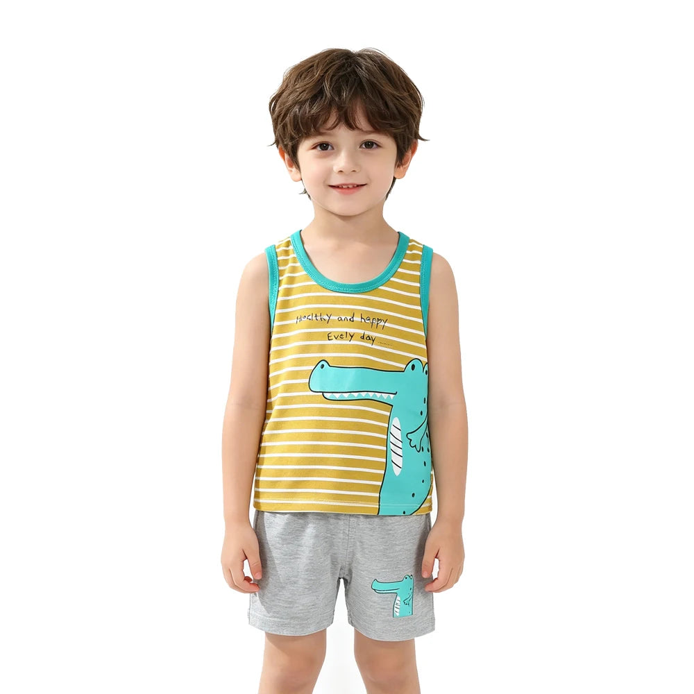 Fashion Kids Clothes Boys Girls Sets Top Shorts 2PCS 100% Cotton Soft Summer Children Baby Cloths T-shirt Shorts Toddler Suit
