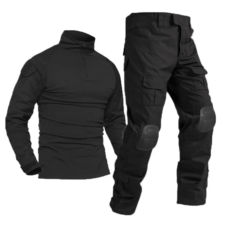 Men Tactical Suits Outdoor Paintball Clothing Uniform Shooting Combat Camouflage Shirts Cargo Knee Pads Pants
