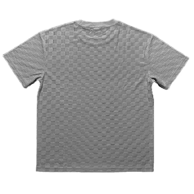 European and American Oversized Fashion Brand Men's Summer New Chessboard Plaid Loose Sports and Leisure Two-Piece Set