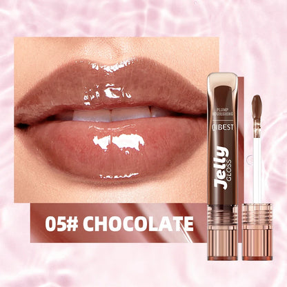 Mirror Water Light Jelly Lip Gloss Shiny Mirror Moisturizer Sexy Red Rose Liquid Lipstick Glitter Lip Oil Glass Lip Stain Makeup