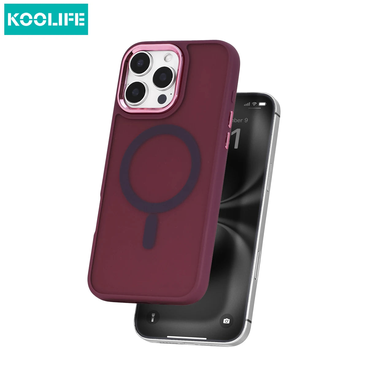 Koolife Skin-Feel Electroplated Frosted Magnetic Phone Case with Wireless Charging Pc+Tpu for iPhone 11 12 13 14 15 16 Pro Max