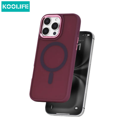 Koolife Skin-Feel Electroplated Frosted Magnetic Phone Case with Wireless Charging Pc+Tpu for iPhone 11 12 13 14 15 16 Pro Max