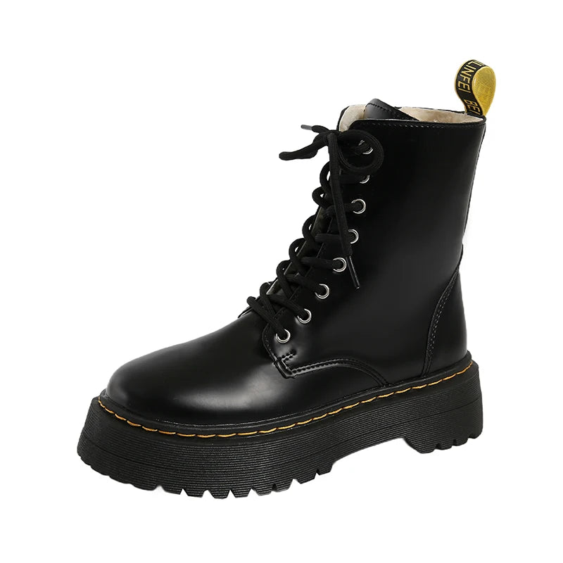 2025 New Women Boots Goth Casual Shoes Woman Leather Chelsea Classic Female Goth Shoes High Platform Boots Women Boots