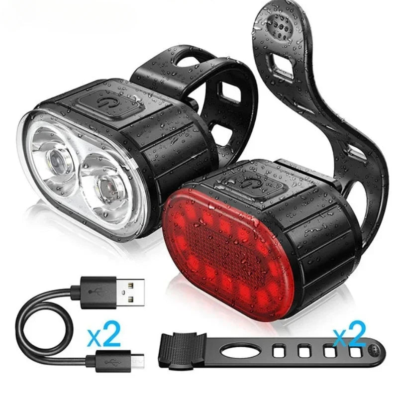 Cycling Bicycle Front Rear Light /Set Bike Defense Flashlight Stick MTB Waterproof Taillight LED Lantern Bicycle Accessories