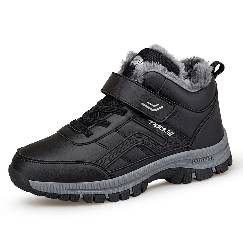 Winter Boots for Men New Waterproof PU Leather Warm Snow Ankle Boots Outdoor Warm plush Non-slip Work High-top Casual Shoes