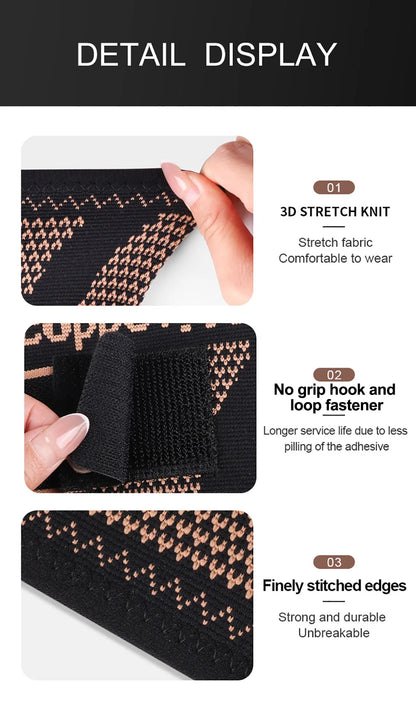 GOBYGO Sports Copper Ion Strap Knee Pads Fitness Jump Rope Basketball Running Gear Non-slip Knitted Nylon Knee Pads Men Women