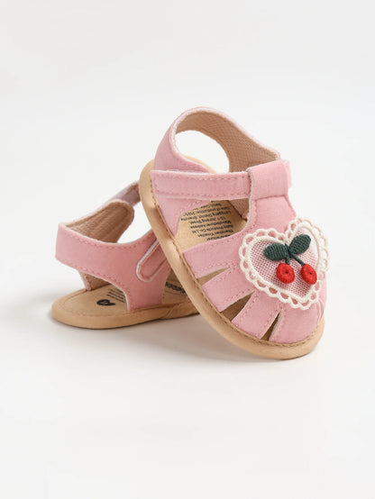 Baby girl sandals summer cherry cloth sole shoes newborn baby shoes first walking shoes