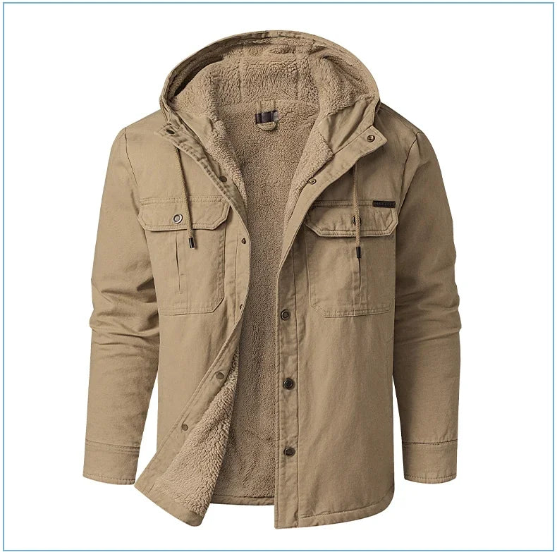 Thermal Thick Coat Parka USA SIZE Winter New Oversize Parkas Warm Korean Style Thick Men's Hooded Thick Fleece Winter Jacket