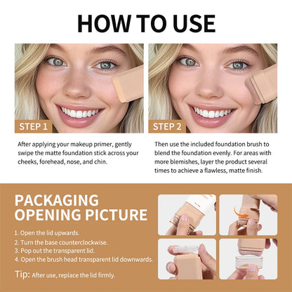 Skin Tint Foundation Stick 6 Colors Balm Serum Boosted Smooth Plumper Hight Coverage Travel Bronze Foundation Stick Makeup