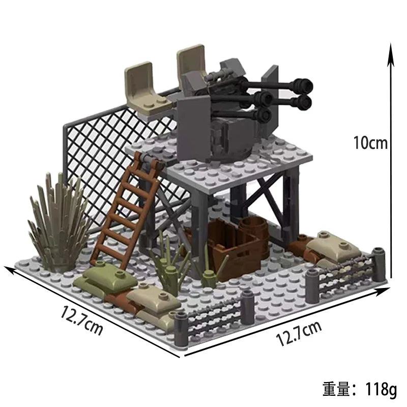 WW2 Military Army Soldiers World War 2 Military Base Observation Tower Model Assemble Building Blocks Bricks Children's DIY Toys