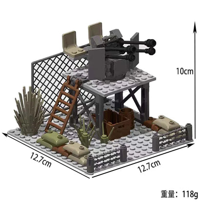 WW2 Military Army Soldiers World War 2 Military Base Observation Tower Model Assemble Building Blocks Bricks Children's DIY Toys