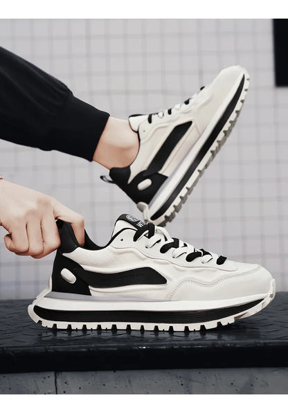 2025 New Spring Men's Breathable sneakers Casual Sports Shoes with Anti slip Soft Bottom White Shoes Men's Trendy Daday Shoes