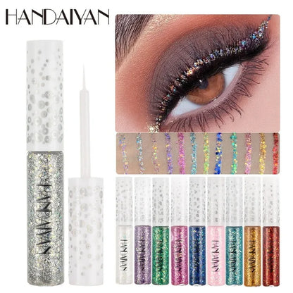 12 Color Liquid Glitter Eyeliner Pearl Shimmer Fashion Sequin Gel Waterproof Lasting Quick Dry Blue Silver Eyeliner Party Makeup