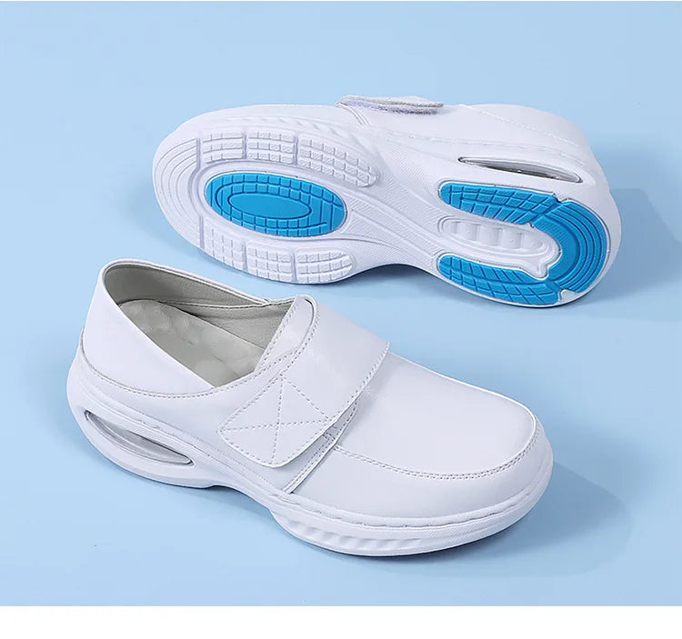 Platform White Shoes Women Casual Comfortable Light Nurse Work Shoes Fashion Slip on Non-slip Loafers Women Genuine Leather Shoe