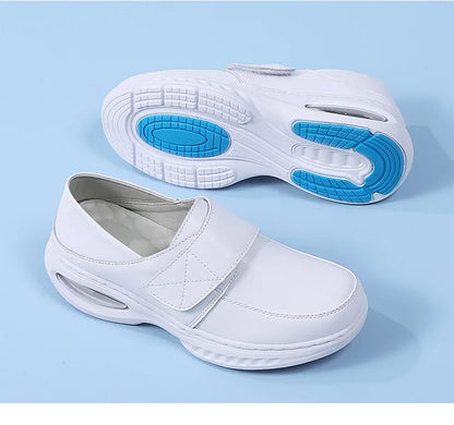 Platform White Shoes Women Casual Comfortable Light Nurse Work Shoes Fashion Slip on Non-slip Loafers Women Genuine Leather Shoe