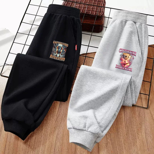 Cappuccino Assasino Cotton Pants for Baby Boys Children Spring Autumn Sweatpants Italian Brainrot Cartoon Trousers