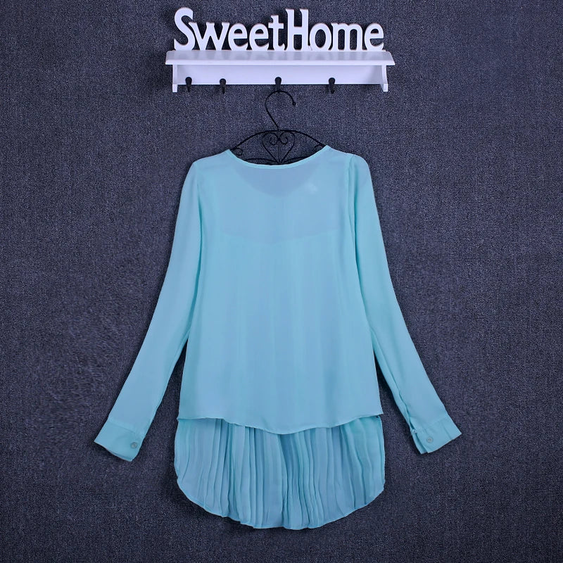 Women blouse long-sleeved V-neck elegant ladies chiffon shirt top fashion office work shirt Plus Size Blusas 5XL