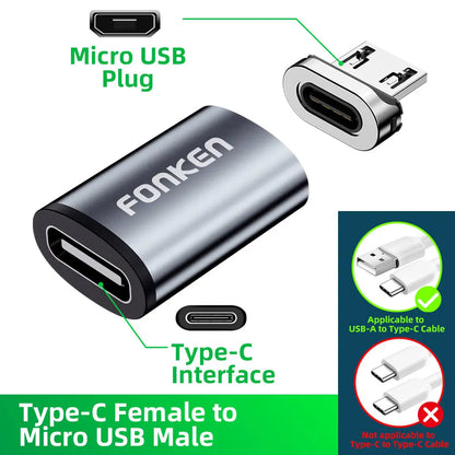 Magnetic Cable Connector Mobile Phone Cable Adapter Micro USB Magnetic Tip Magnet Charger Plug Type C Adapter for Huawei Android