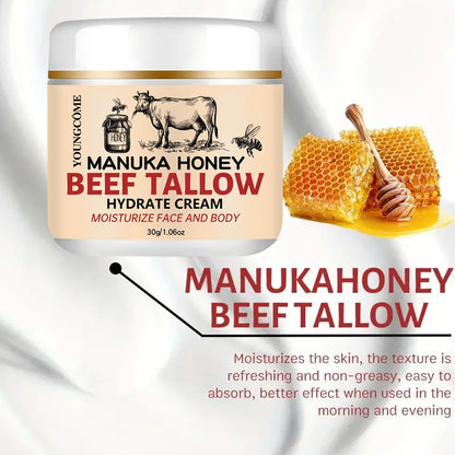 Manuka Honey Beef Tallow Face Cream Moisturiser Facial Anti Aging Skin Care Repair Fade Fine Line Wrinkle Remover Face Cream
