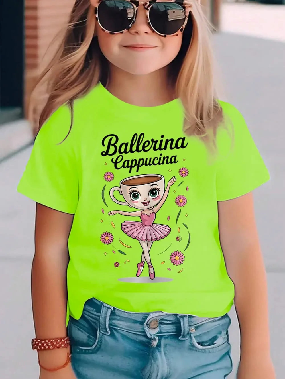 Italian Brainrot Cute Meme T-Shirt for Girls Clothes Ballerina Cappuccino Print Tee Tops Pink Summer Kawaii Outfits Streetwear