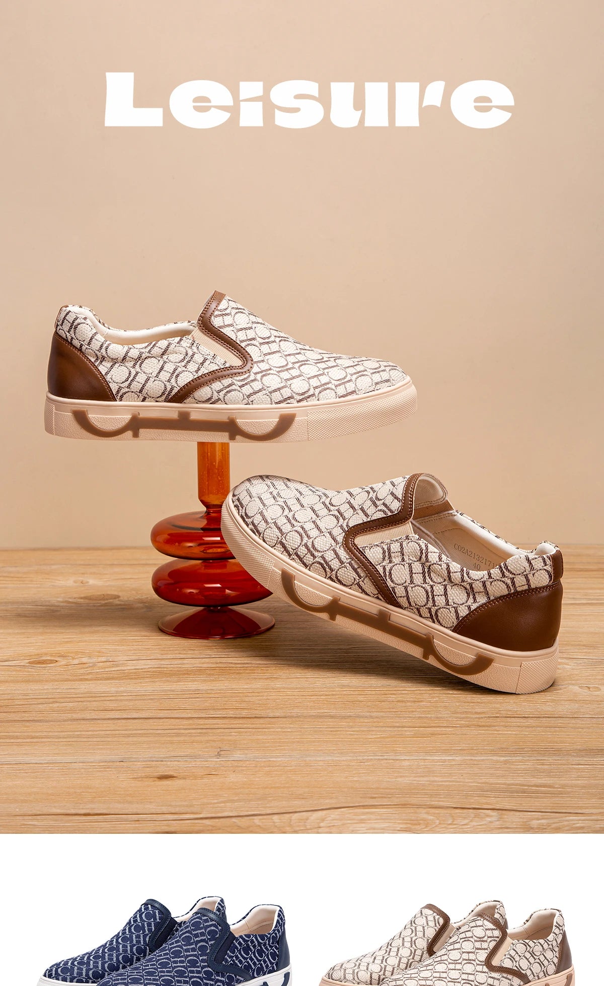 Shoes For Man Loafers Breathable cloth upperLeather elasticized adjustable mouthCH lettersLuxury brand men's shoes