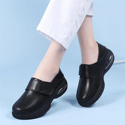 Platform White Shoes Women Casual Comfortable Light Nurse Work Shoes Fashion Slip on Non-slip Loafers Women Genuine Leather Shoe