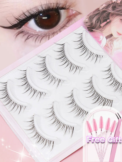 C curl 5Pairs brown style Eyelash Extension Winged Individual Lashes Natural Segmented Eyelash Bundles Makeup Tools
