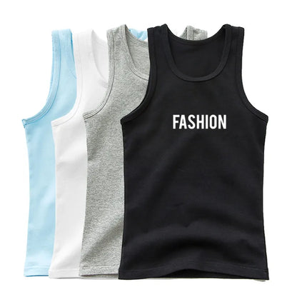 Boys Sleeveless Vest Kids Letter Print Summer 2025 Casual Tank Top Teenagers Singlet Children Camisoles Clothing