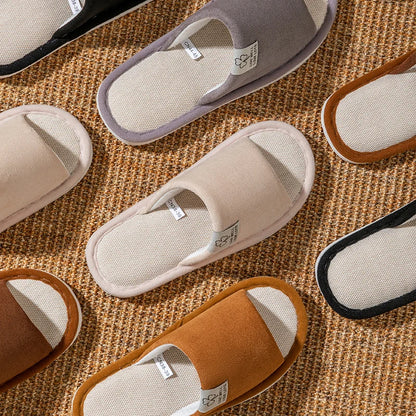 Slippers for Men，Non-Slip Soft-Soled Indoor House Slippers for Spring&Summer, All-Season Linen Home Comfortable Slippers