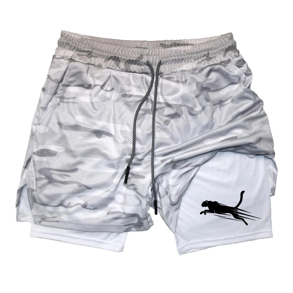 Summer Men's Gym Fitness Workout Shorts Quick-drying Two-in-one Sports Compression Double-layer Shorts Casual Daily M-3XL