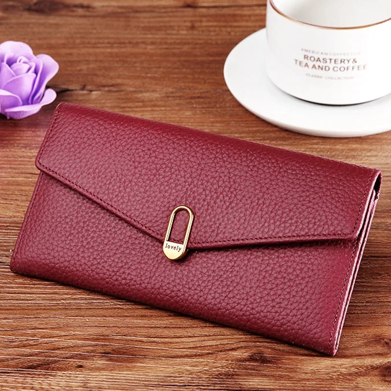 Genuine Leather Women's Wallets	Long Handbags Luxury Designer Purses for Women Credit	Card Holder Wallet Carteras Para Mujer