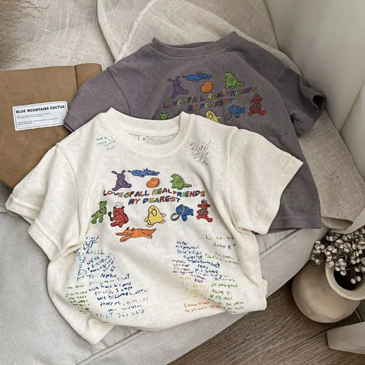 2025 Cartoon Baby T-shirts Korea Style Children's Baby Short Sleeve Printing Tees For Boys Girls