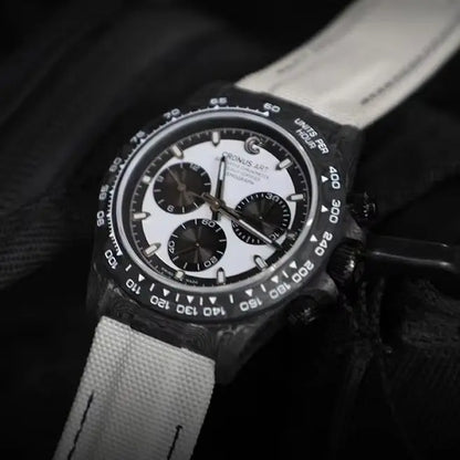 CRONUSART Men Chronograph Watch Pilot 40mm Automatic Mechanical Wristwatch Carbon Fiber Case Luminous Sapphire Mirror