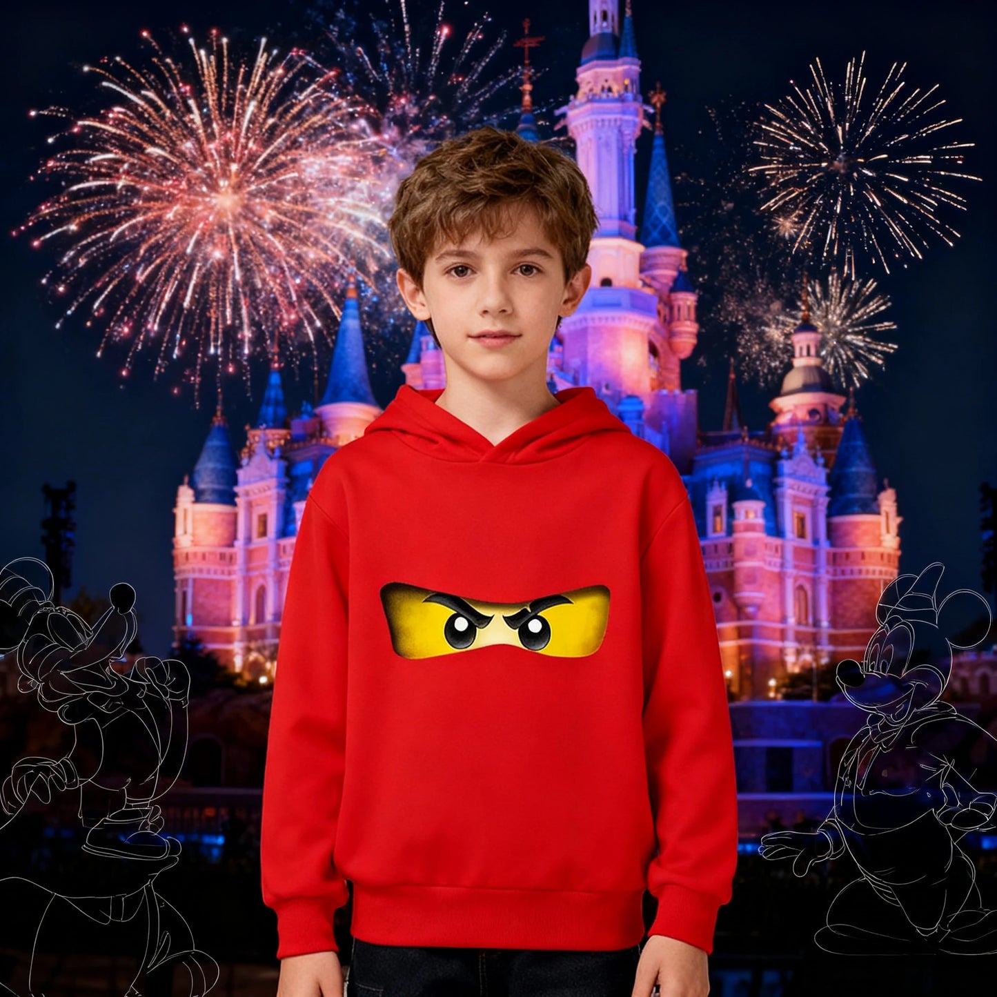 Fashionable Children's Hoodies Cartoon Ninja Hoodies for Boys and Girls Warm and Casual Children's Clothing for Autumn AndWinter